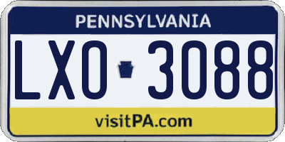PA license plate LXO3088