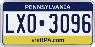 PA license plate LXO3096
