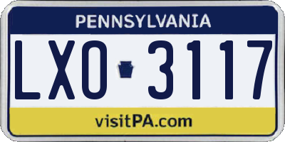 PA license plate LXO3117