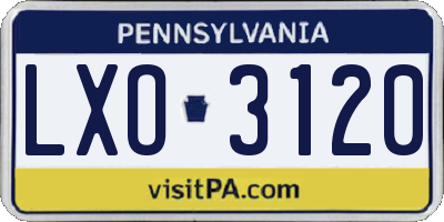 PA license plate LXO3120