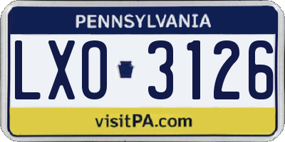PA license plate LXO3126