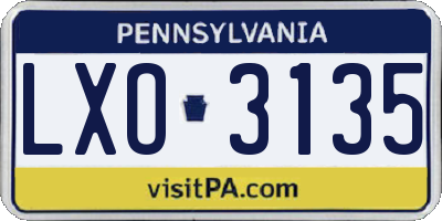 PA license plate LXO3135