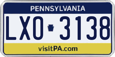 PA license plate LXO3138