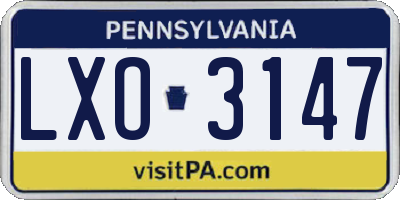 PA license plate LXO3147