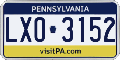 PA license plate LXO3152