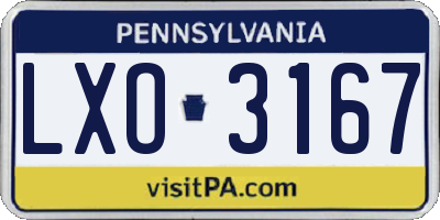 PA license plate LXO3167