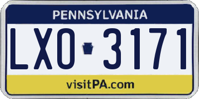 PA license plate LXO3171