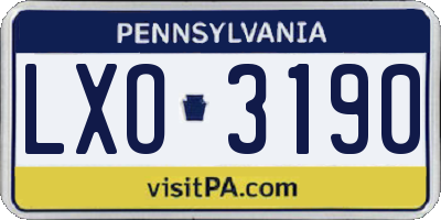 PA license plate LXO3190