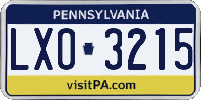 PA license plate LXO3215