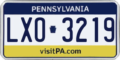 PA license plate LXO3219