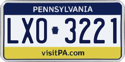 PA license plate LXO3221