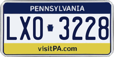 PA license plate LXO3228