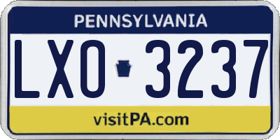 PA license plate LXO3237