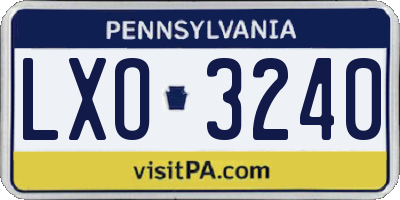 PA license plate LXO3240