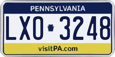 PA license plate LXO3248