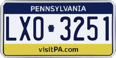 PA license plate LXO3251