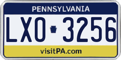 PA license plate LXO3256
