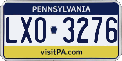 PA license plate LXO3276