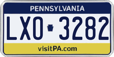 PA license plate LXO3282