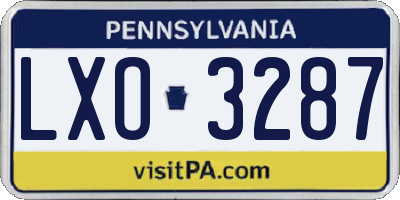 PA license plate LXO3287