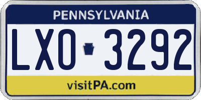 PA license plate LXO3292