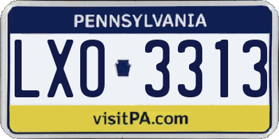 PA license plate LXO3313