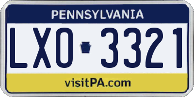 PA license plate LXO3321