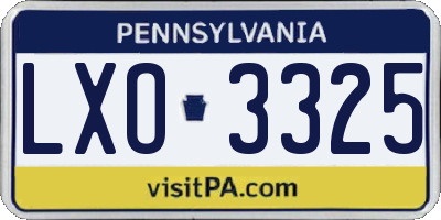 PA license plate LXO3325