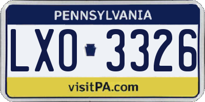PA license plate LXO3326