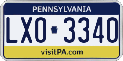 PA license plate LXO3340
