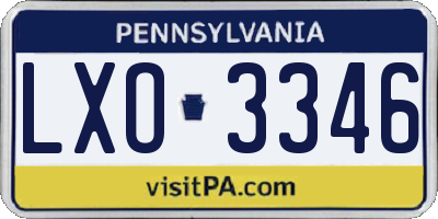 PA license plate LXO3346