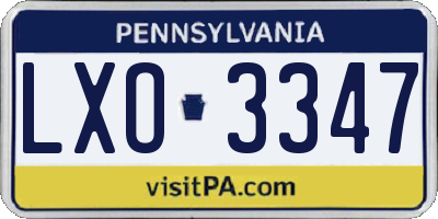 PA license plate LXO3347