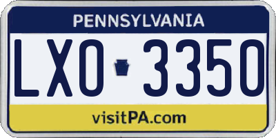 PA license plate LXO3350