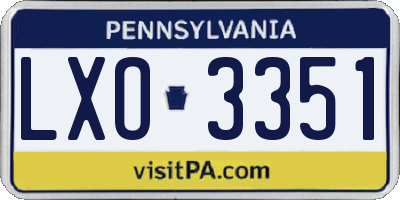 PA license plate LXO3351