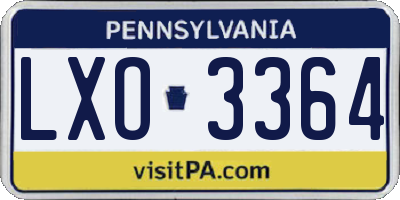 PA license plate LXO3364