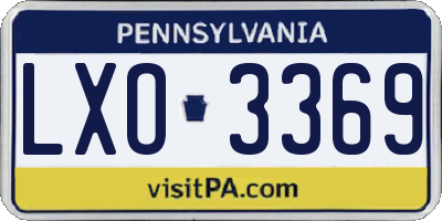 PA license plate LXO3369