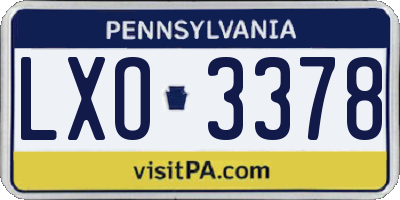 PA license plate LXO3378
