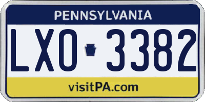 PA license plate LXO3382