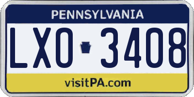 PA license plate LXO3408