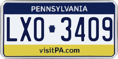PA license plate LXO3409