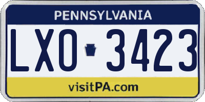 PA license plate LXO3423