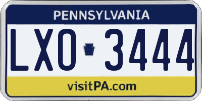 PA license plate LXO3444