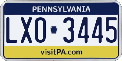 PA license plate LXO3445