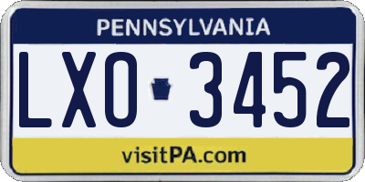 PA license plate LXO3452