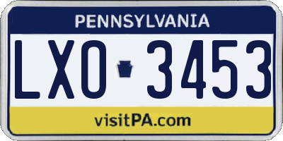 PA license plate LXO3453