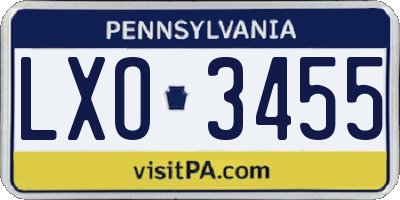 PA license plate LXO3455
