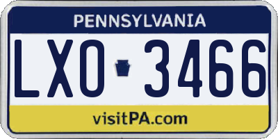 PA license plate LXO3466