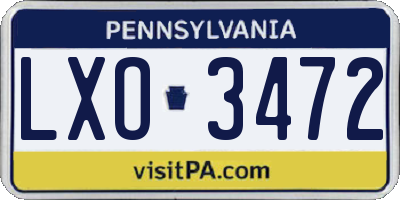 PA license plate LXO3472