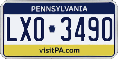 PA license plate LXO3490