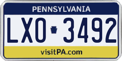 PA license plate LXO3492
